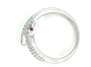 White Diamond Ruby 18K White Gold Snake Ring