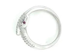 White Diamond Ruby 18K White Gold Snake Ring