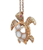 Turtle Fancy Diamond & Ruby & White Pearl 18K Yellow Gold Pendant Necklace