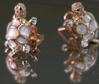 Turtles Fancy Diamond Red Ruby & White Pearl 18K Yellow Gold Animal Earrings