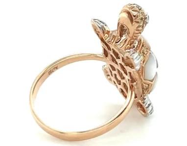 Turtle Fancy Diamond Ruby & White Pearl 18K Rose Gold Animal Ring