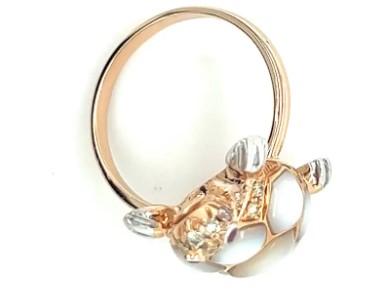Turtle Fancy Diamond Ruby & White Pearl 18K Rose Gold Animal Ring