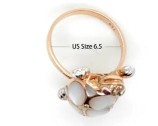 White Pearl  Fancy Diamond Ruby & White Diamond 18K Rose Gold Turtle Ring
