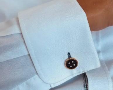 Black Onyx & White Diamond 18K Yellow Gold Button Cufflinks