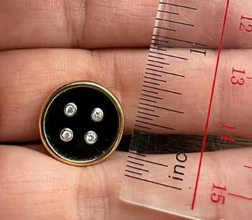 Black Onyx & White Diamond 18K Yellow Gold Button Cufflinks