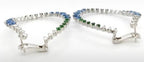 Blue Sapphire & Green Garnet & Diamond 18K White Gold Earrings