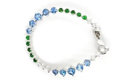 Blue Sapphire & Green Garnet & Diamond 18K White Gold Earrings