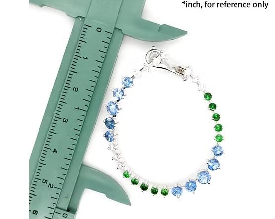 Blue Sapphire & Green Garnet & Diamond 18K White Gold Earrings