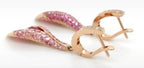 Pink Sapphire & Ruby & White Diamond Pave Set Floral 18K Rose Gold Drop Earrings