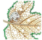 Green Garnet Ruby & Diamond 18K Rose Gold Leaf Frog Brooch