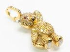 Fancy Diamond & Ruby 18K Yellow Gold Teddy Bear Pendant Necklace