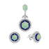 Opal Sapphire Diamond Vintage Style Pendant & Stud Earrings Jewelry Set