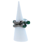 Silvery White Iridescent South Sea Pearl Emerald Diamond Sapphire 18k Gold Ring