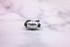 Silvery White Iridescent South Sea Pearl Emerald Diamond Sapphire 18k Gold Ring