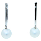 South Sea White Pearl Diamond 18 Karat White Gold Hinge Line Drop Hoop Earrings
