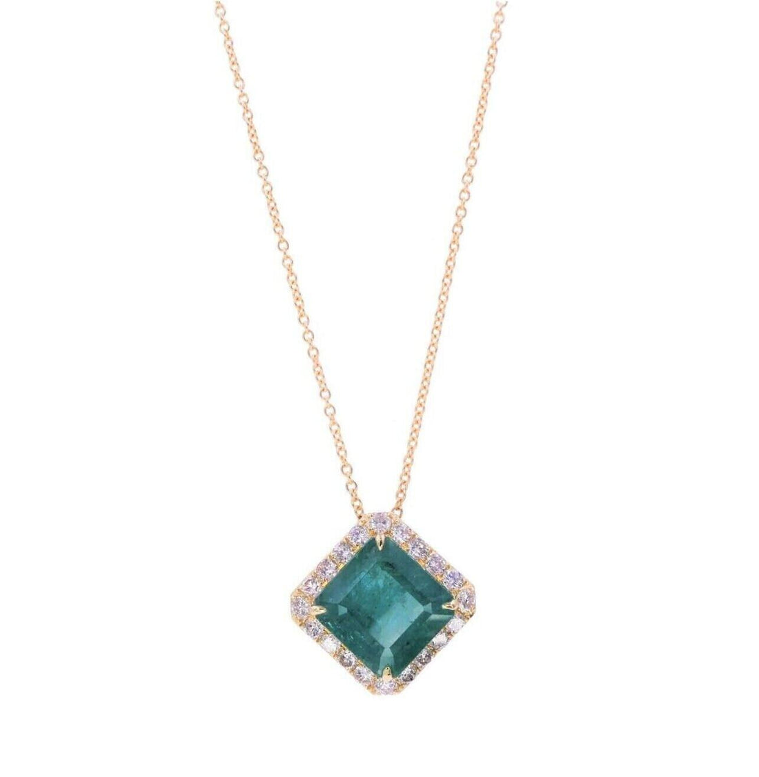 Square Emerald Cut Fancy Vivid Green Emerald Diamond Halo 18 Karat Yellow Gold A