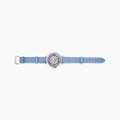 White Shell Tanzanite & Diamond 18K White Gold Watch Dial Leather Bracelet