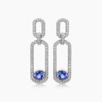 Tanzanite & White Diamond 18K White Gold Drop Style Earrings