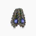 Blue Tanzanite & Green Garnet & Fancy Diamond 18K Rose Gold Pendant