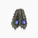Blue Tanzanite & Green Garnet & Fancy Diamond 18K Rose Gold Pendant