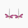 Butterfly Diamond Pave & Pink Tourmaline 18K Rose & White Gold Animal Earrings