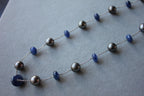 Tahitian Silver Grey Black Pearl Blue Sapphire Bead White Gold Chain Necklace