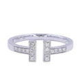 Tiffany Letter T Parallel Diamond Open Cocktail Stack 14 Karat White Gold Ring