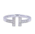 Tiffany Letter T Parallel Diamond Open Cocktail Stack 14 Karat White Gold Ring