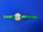 Tsavorites & Diamond Pave Dial Luxury Swiss Quartz Exotic Leather Band Watch
