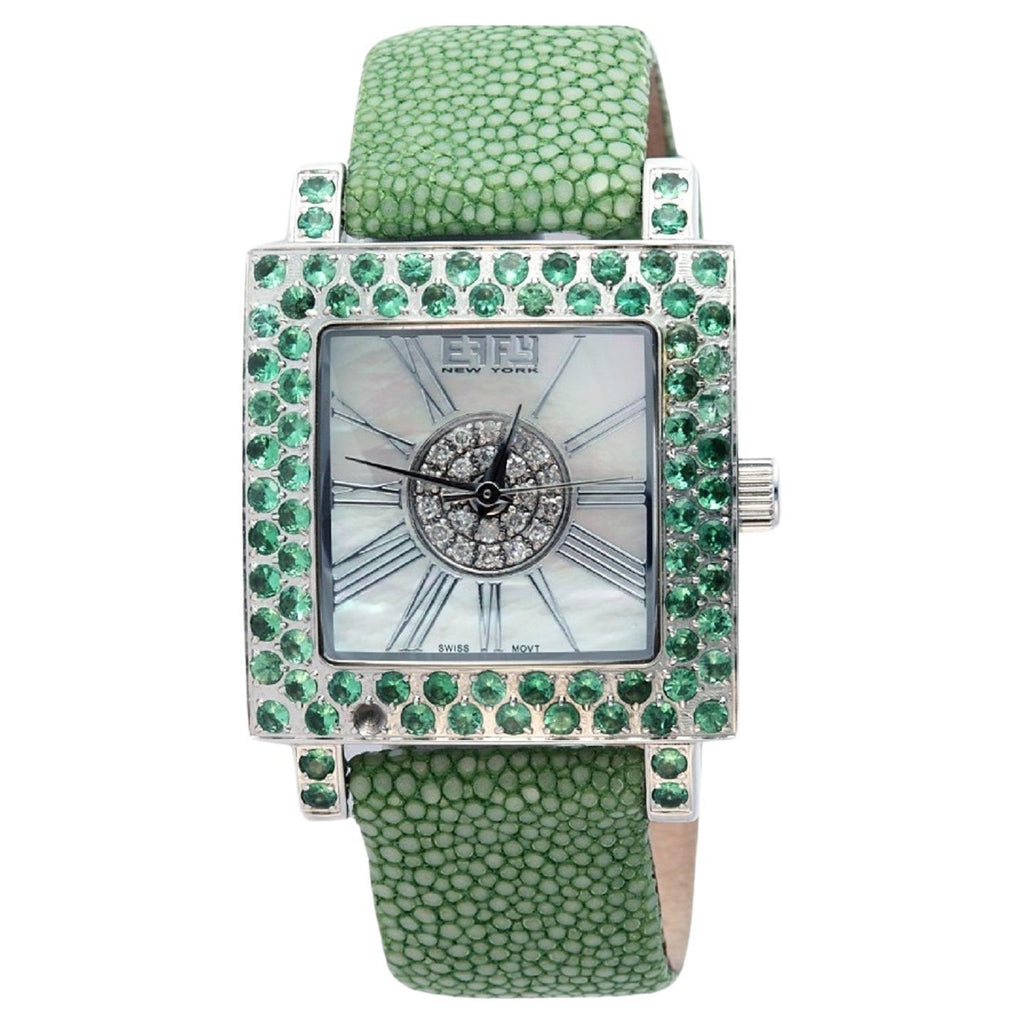 Tsavorites & Diamonds Pave Dial сәнді швейцариялық кварц экзотикалық былғары белдік сағаты