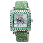 Tsavorites & Diamonds Pave Dial сәнді швейцариялық кварц экзотикалық былғары белдік сағаты