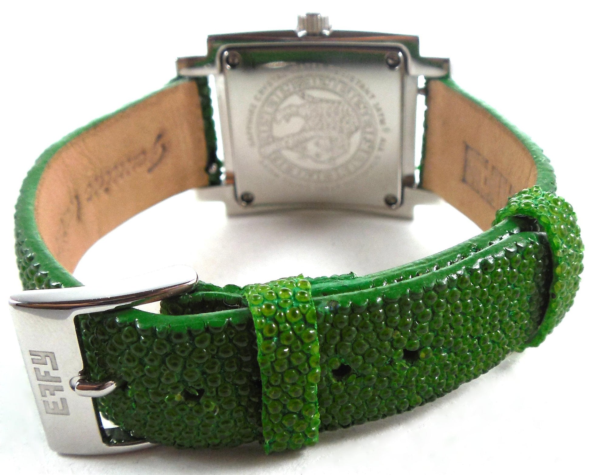 Tsavorites & Diamonds Pave Dial Luxury Swiss Quartz Exotic Leather Band Watch