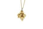 Diamonds Golden Spheres Gold Balls Geometric Bells Motif 18K Gold Necklace
