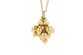 Diamonds Golden Spheres Gold Balls Geometric Bells Motif 18K Gold Necklace