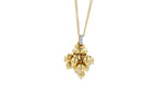 Diamonds Golden Spheres Gold Balls Geometric Bells Motif 18K Gold Necklace