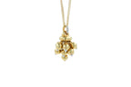 Diamonds Golden Spheres Gold Balls Geometric Bells Motif 18K Gold Necklace