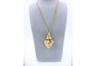 Diamonds Golden Spheres Gold Balls Geometric Bells Motif 18K Gold Necklace