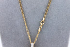 Diamonds Golden Spheres Gold Balls Geometric Bells Motif 18K Gold Necklace
