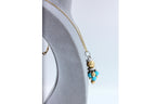 Blue Turquoise Diamonds Golden Sphere Bells Motif Two Tone Gold Pendant Necklace