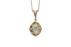 Teal Paraiba Tourmaline Diamond Halo Unique 18 Karat Rose Gold Pendant Necklace