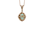 Teal Paraiba Tourmaline Diamond Halo Unique 18 Karat Rose Gold Pendant Necklace