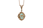 Teal Paraiba Tourmaline Diamond Halo Unique 18 Karat Rose Gold Pendant Necklace