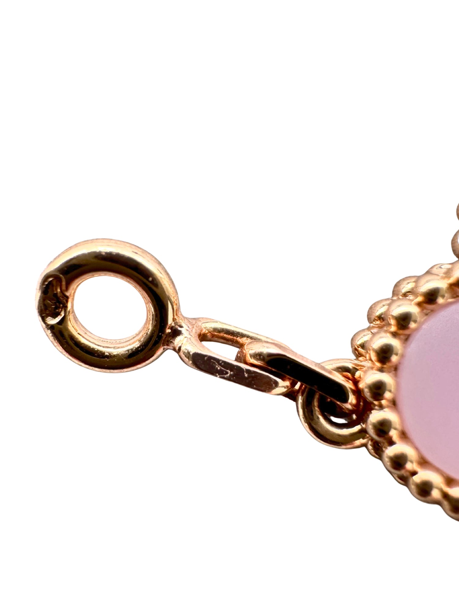 Van Cleef &amp; Arpels Vintage Alhambra Pink Porcelain 5 Motif 18K Rose Gold Bracelet