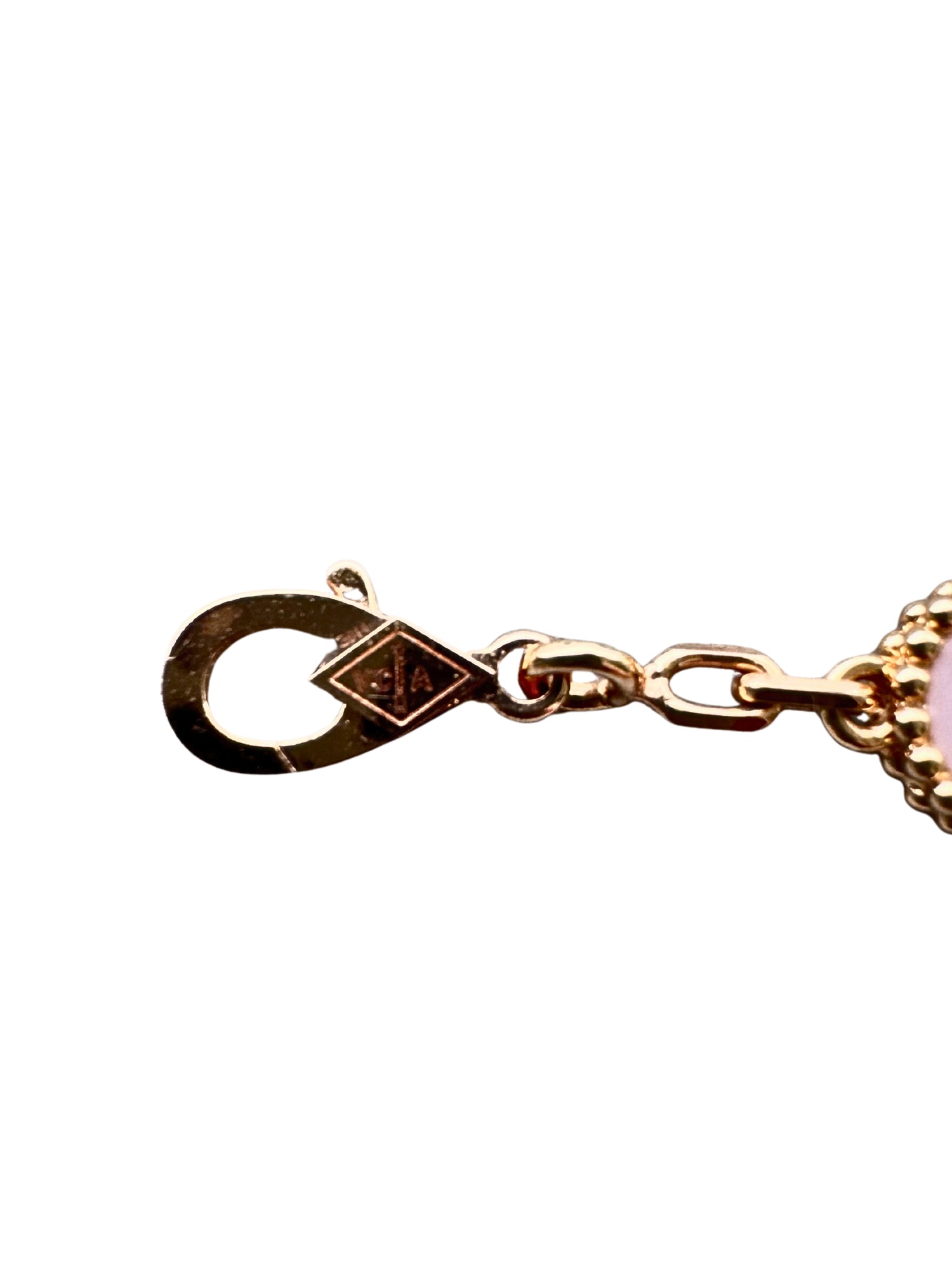 Van Cleef &amp; Arpels Vintage Alhambra Pink Porcelain 5 Motif 18K Rose Gold Bracelet