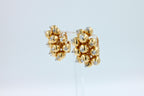 Diamonds Golden Spheres Gold Balls Geometric Bells Motif 18K Gold Earrings