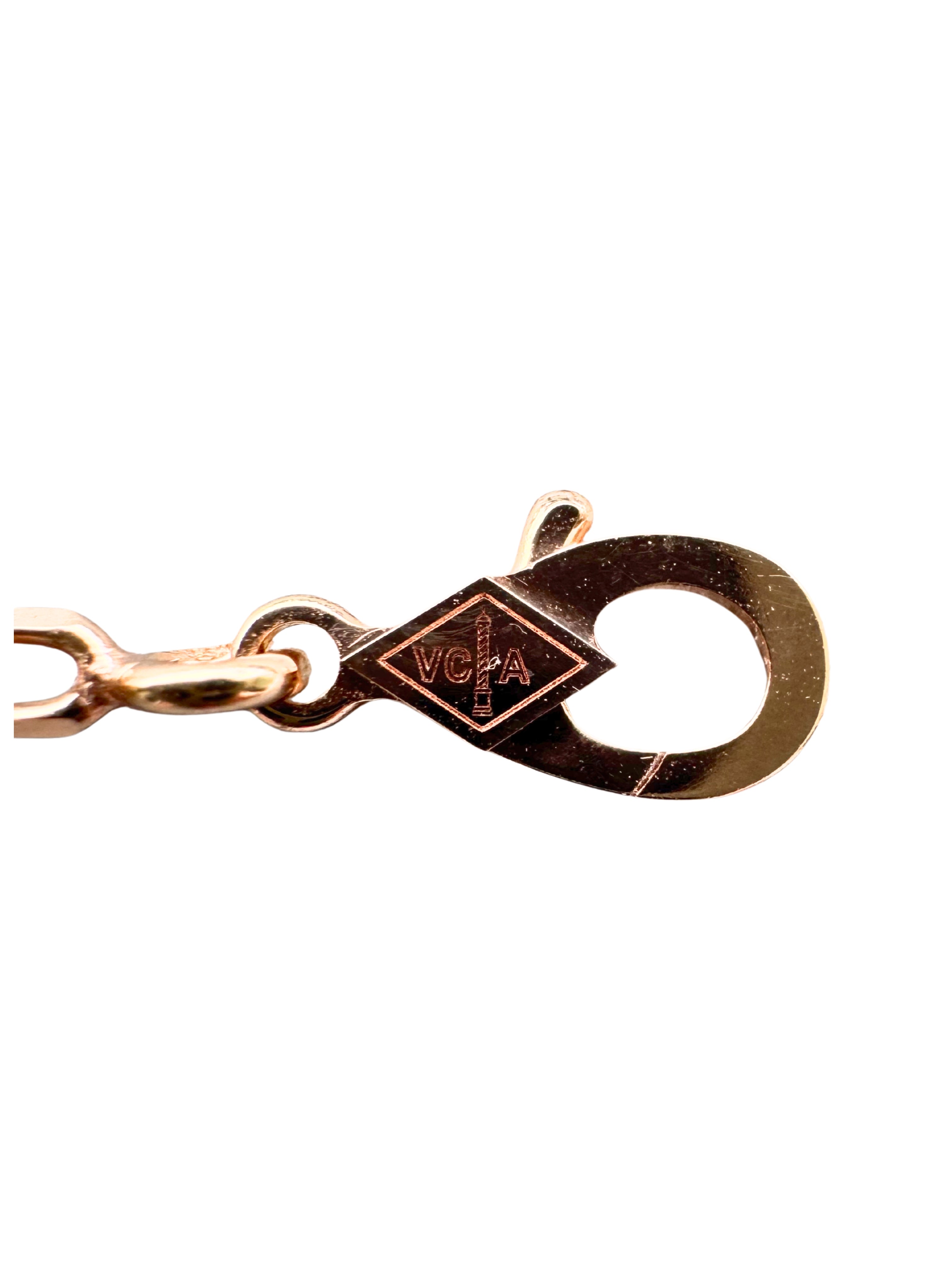 Van Cleef &amp; Arpels Vintage Alhambra Pink Porcelain 5 Motif 18K Rose Gold Bracelet