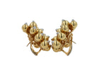 Diamonds Golden Spheres Gold Balls Geometric Bells Motif 18K Gold Earrings