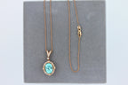 Teal Paraiba Tourmaline Diamond Halo Unique 18 Karat Rose Gold Pendant Necklace