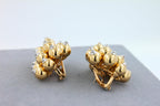 Diamonds Golden Spheres Gold Balls Geometric Bells Motif 18K Gold Earrings