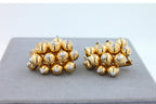 Diamonds Golden Spheres Gold Balls Geometric Bells Motif 18K Gold Earrings